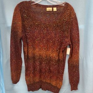 Cato Women's Rust and Brown Knit Sweater